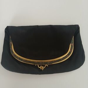 Vintage 1950's Ingber Black Fold Over Evening Bag